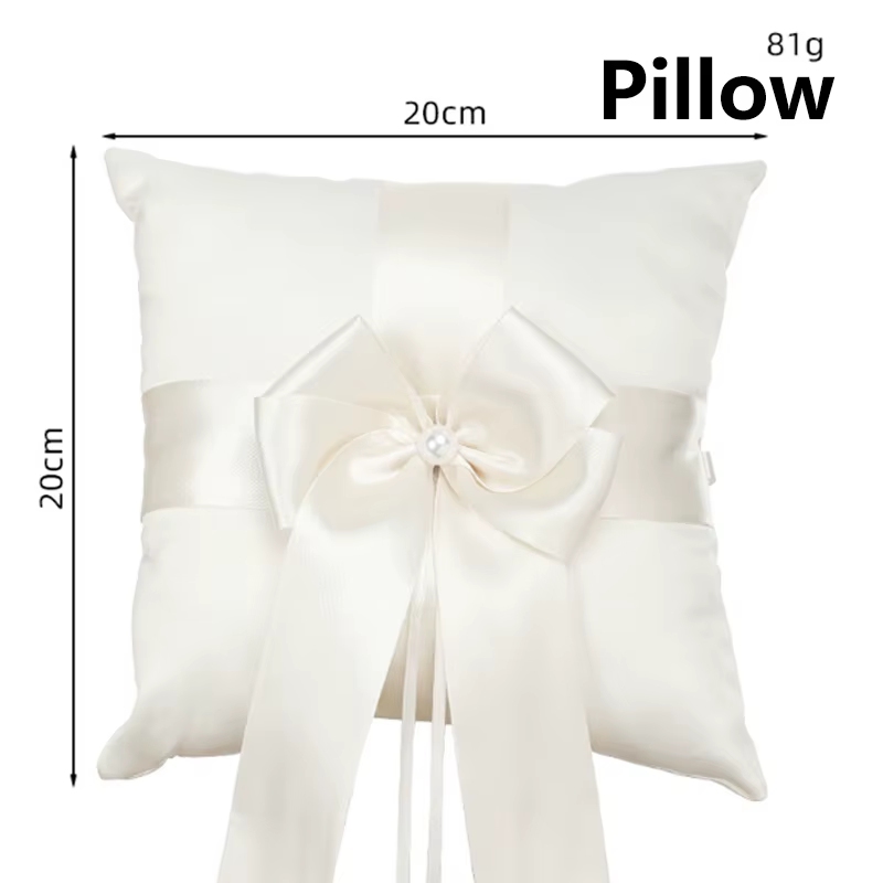 Paniers de fleurs ivoire pour mariage, ruban de perles, nœud papillon, anneau, oreiller, porteur de 