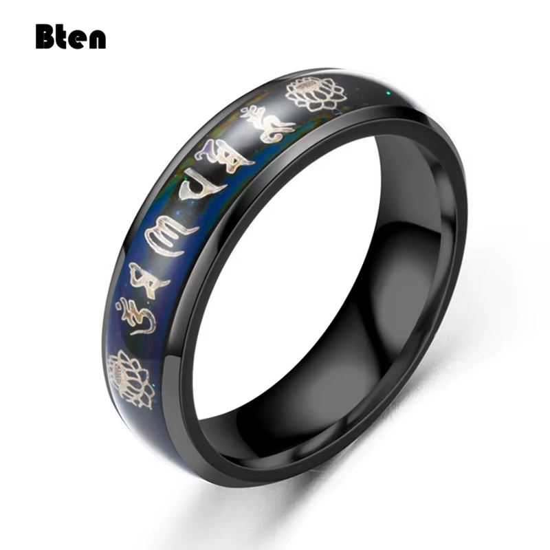 Bten – bague Mantra bouddhiste tibétain dieu de la richesse pour hommes et garçons, anneaux Spinner 