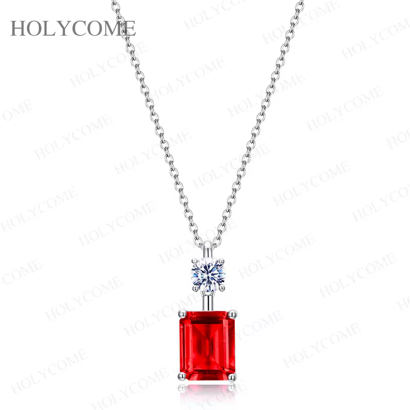 Pendentif Cutsom en forme d'émeraude 6x8mm 1.5CT/2CT, rubis Columbia VVS1, qualité supérieure pour m