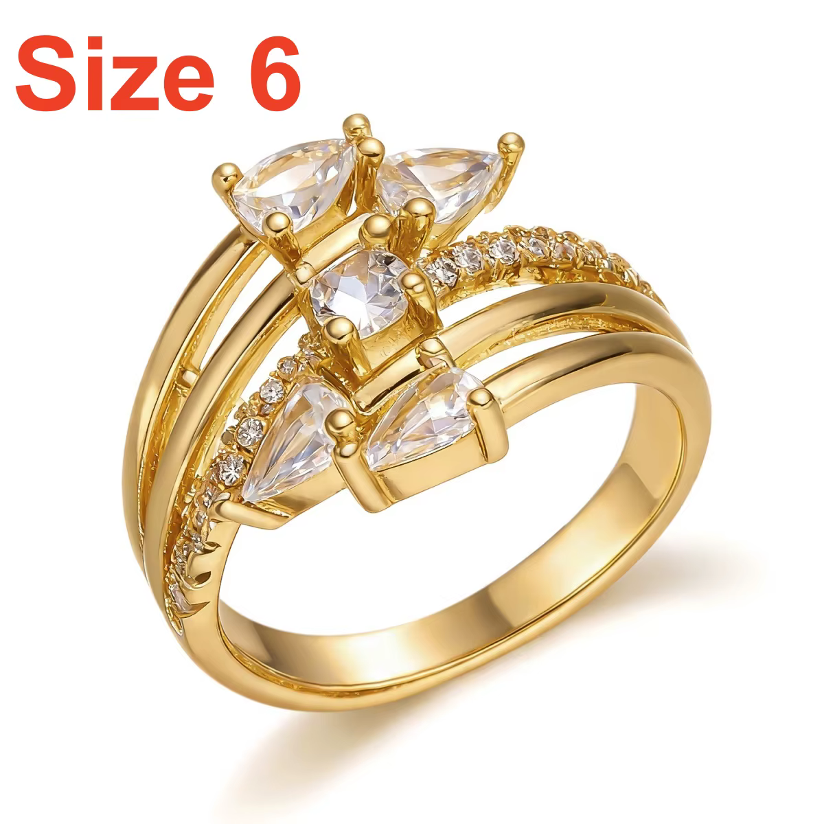 Bagues délicates incrustées de zircon cubique en forme de goutte d'eau, style étoilé, pour femmes et