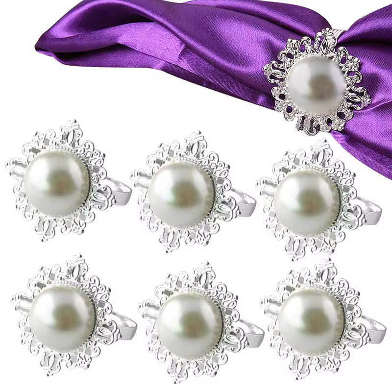 Anneaux porte-serviettes dorés en alliage, 6 pièces, accessoires de décoration de Table pour fête se