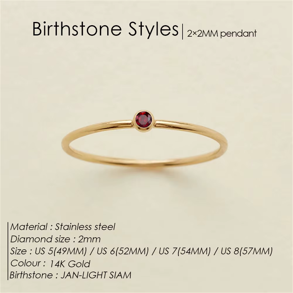 EManco – bague en acier inoxydable avec pierre de naissance, couleur or, Style Simple et à la mode p