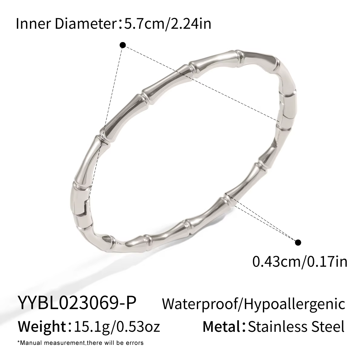 c.citybeauty Bracelets tendance en acier inoxydable, étanches, en bambou, plaqués or 18 carats, mini