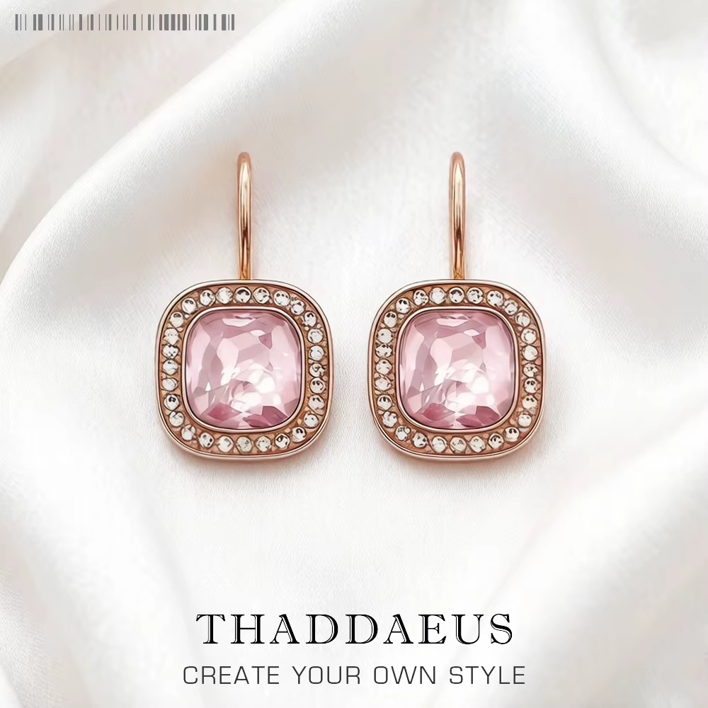 Cosmo – boucles d'oreilles carrées roses, nouveau Style européen, bijoux fins pour femmes, cadeau ro