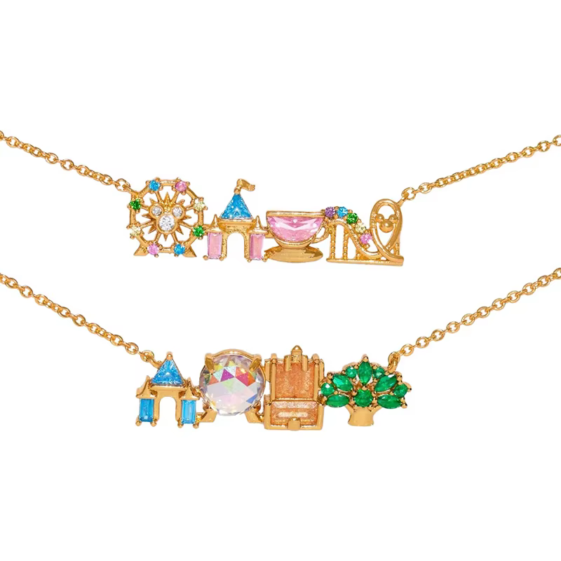 Nouveau Collier Parc d'Attractions 2026 avec Zircon Coloré Mignon pour Femme et Fille, Pendentif Châ