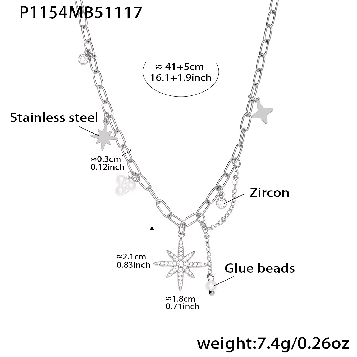 Liora – colliers à breloques étoile en zircone cubique pour femmes, chaîne en acier inoxydable, ras 