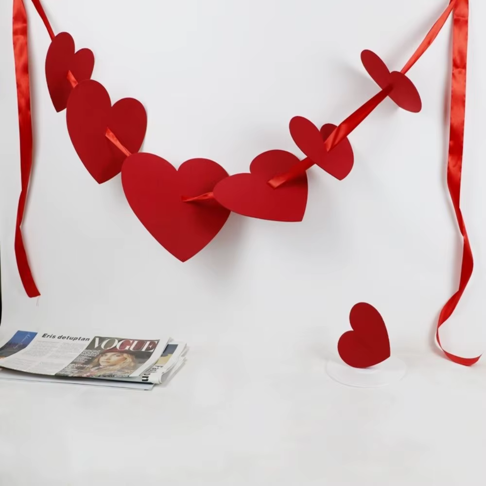 Accessoires de décoration de mariage en forme de cœur, en tissu non tissé rouge, accessoires de phot