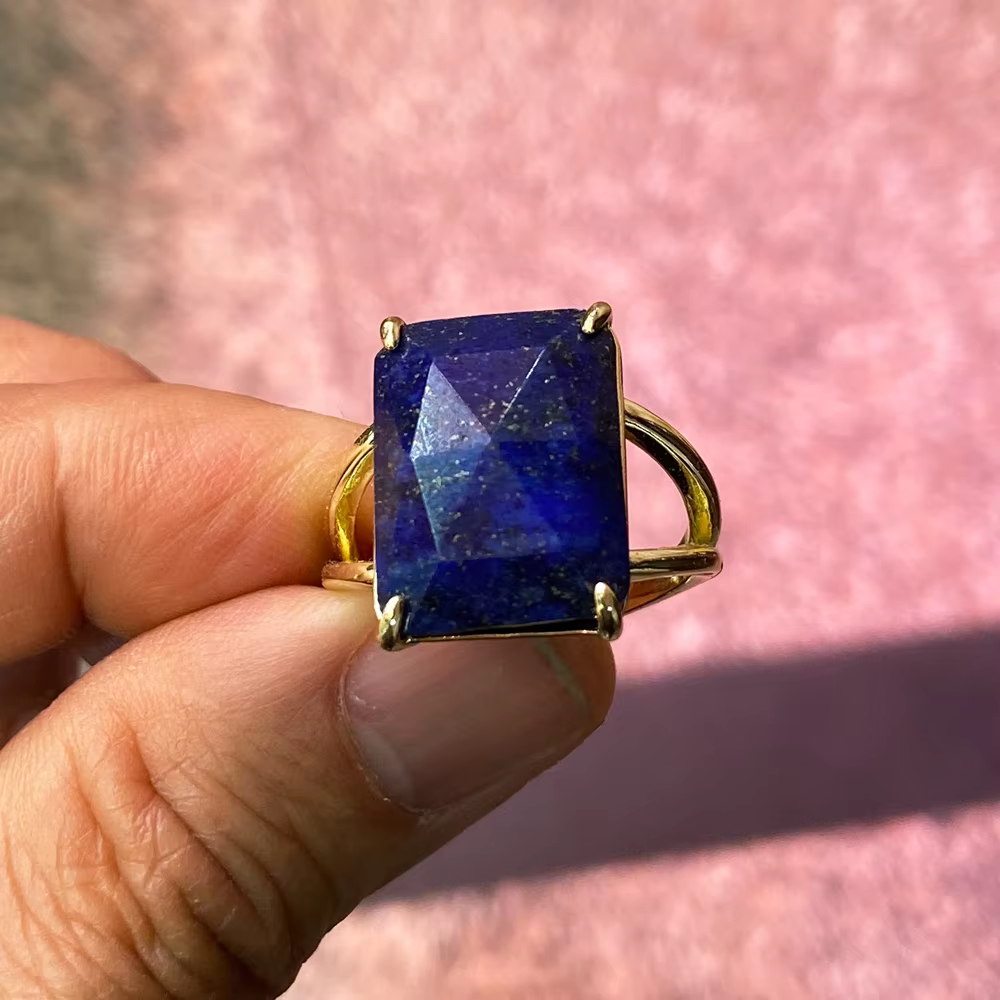 Bague Labradorite naturelle tendance, or jaune 18 carats, grande pierre OCT14 x 18mm, pour femmes, f