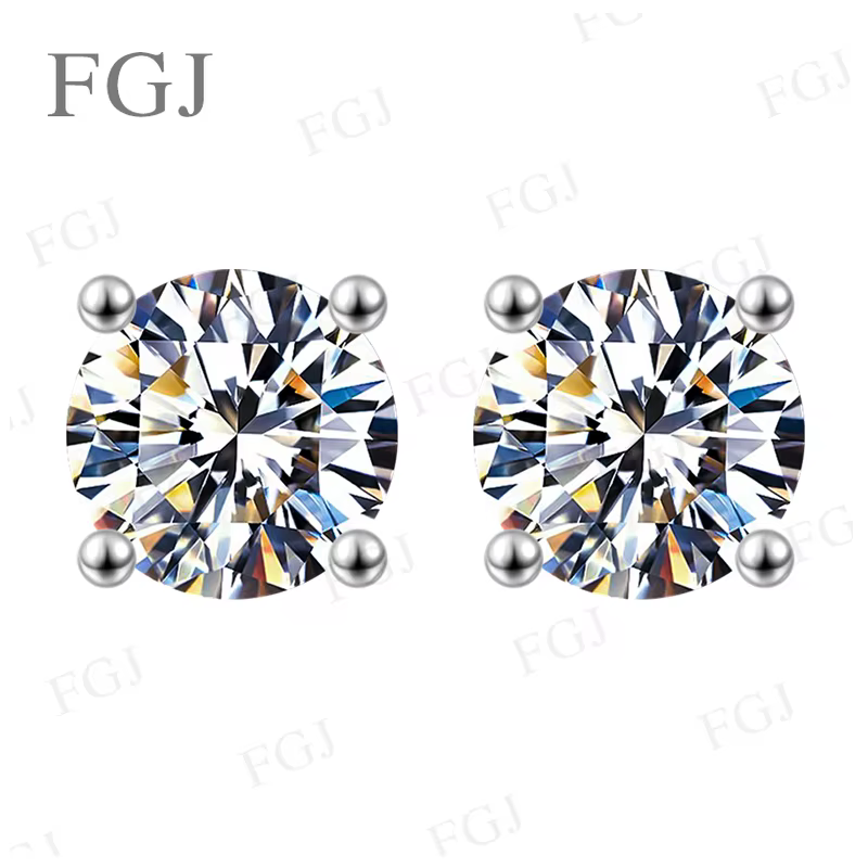 Boucles d'oreilles en diamant cultivé en laboratoire, 0,2-0,4 ct, couleur D, avec certificat, clous 
