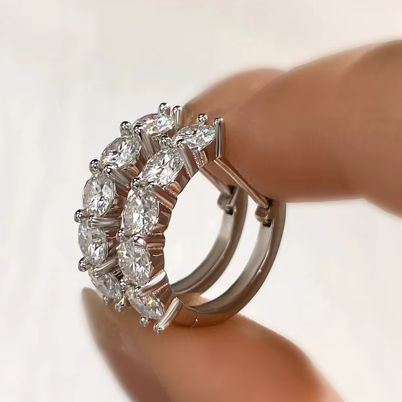 Boucles d'oreilles anniversaire en moissanite certifiée 1,5 carat pour femme, cadeau en argent sterl