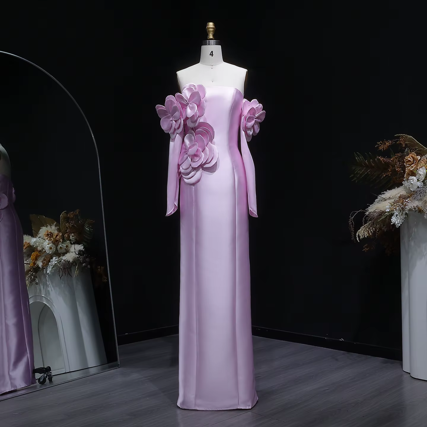 Sharon Said – robe de soirée de luxe en Satin rose, avec fleurs 3D, pour femmes, robe de bal formell