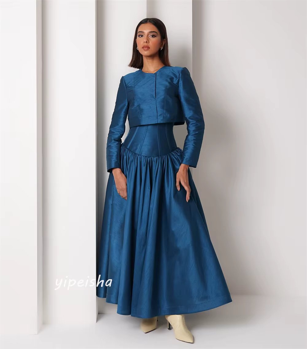 Jiayigongs-Robe de Soirée de Mariage Drapée Personnalisée, Ligne A, Col Rond, sur Mesure, Midi