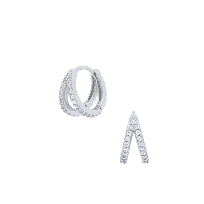 ROXI luxe Double rangée Zircon pierre boucles d'oreilles pour femmes rondes Turquoise pierre boucles