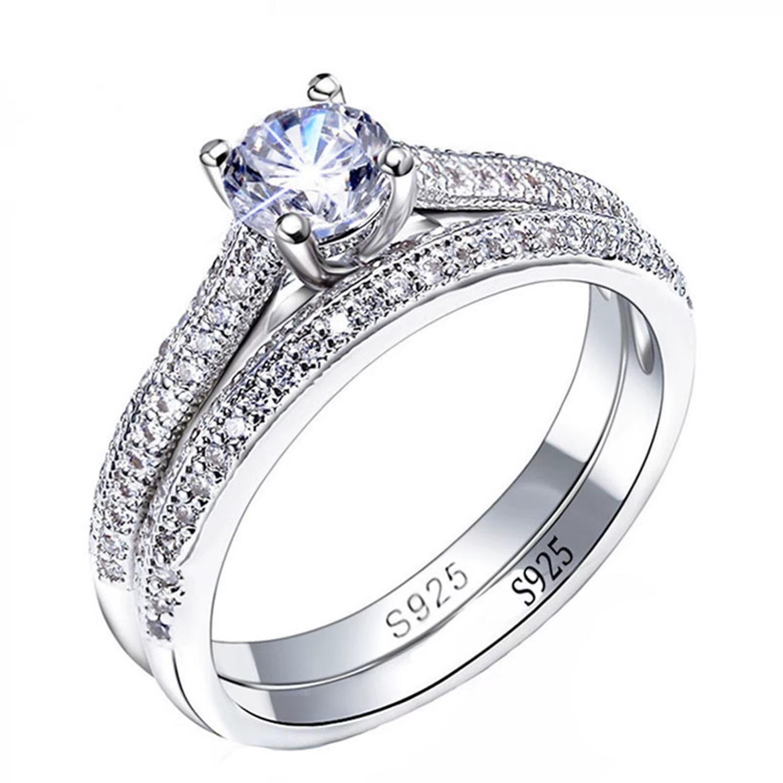 1 paire de bagues de mariage Vintage Halo en argent Sterling 925 pour femmes, cadeau d'anniversaire,