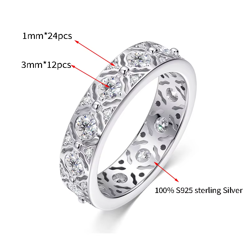 HORRIPAL D VVS1 Bague en Moissanite pour Homme et Femme, en Argent Sterling S925, GRA, Nouvelle Bagu