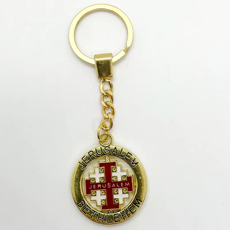 Porte-clés chrétien pour hommes et femmes, pendentif de sac à bijoux, porte-clés croix de Jérusalem 