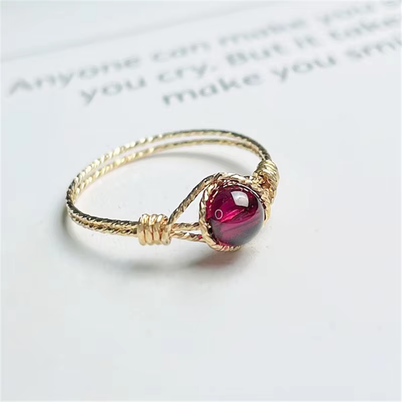 Bague en grenat naturel rempli d'or 14K, bijoux en or, Bague d'articulation faite à la main, style B