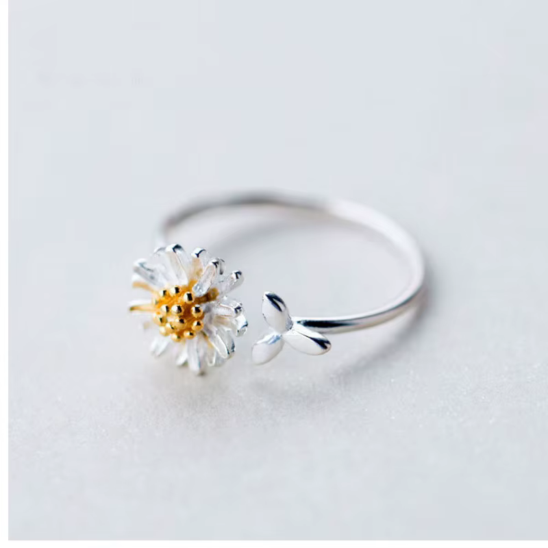 Bagues à fleurs de marguerite pour femmes, jolies bagues ouvertes en émail exquis, tournesol, nouvel
