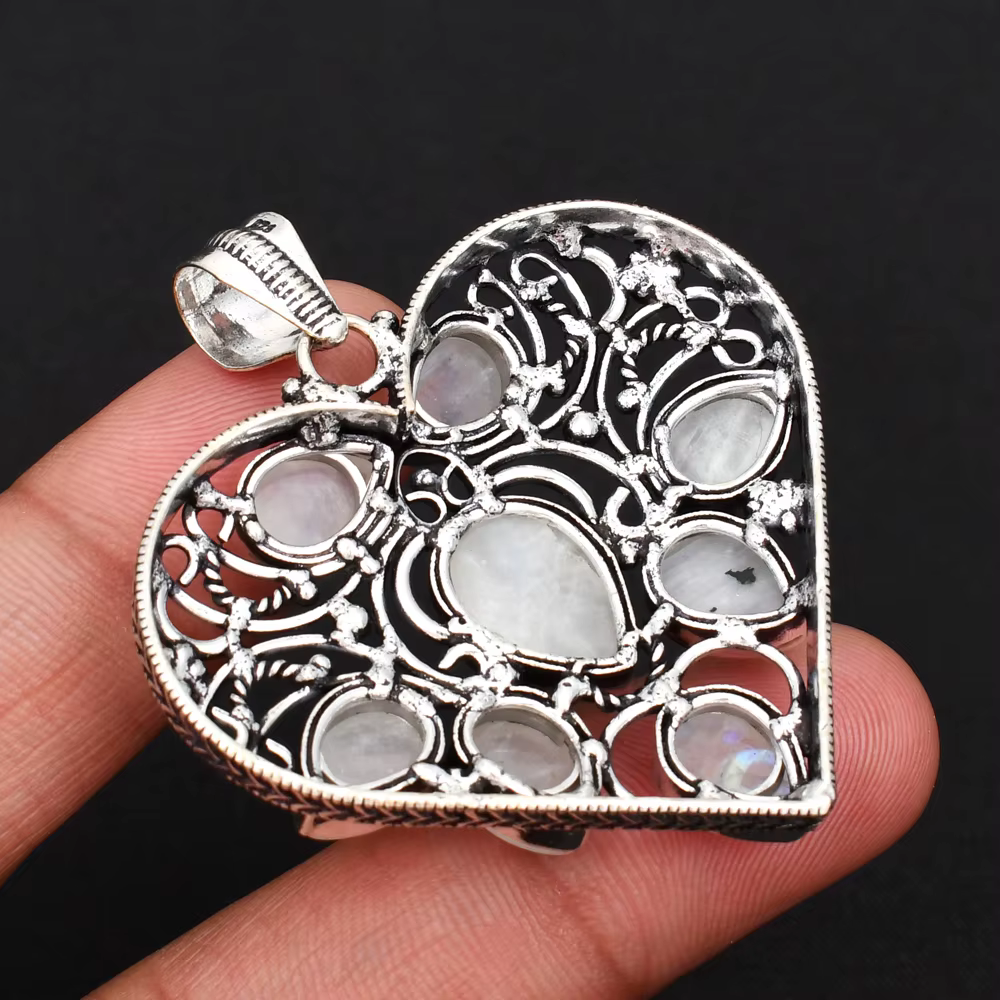 Pendentif en pierre de lune véritable, bijoux cadeau pour femmes