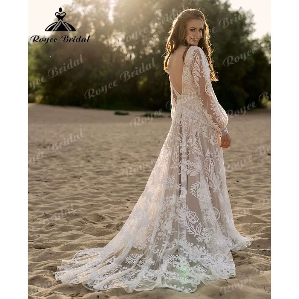 Robe de Mariée en Dentelle à Manches sulfpour Femme