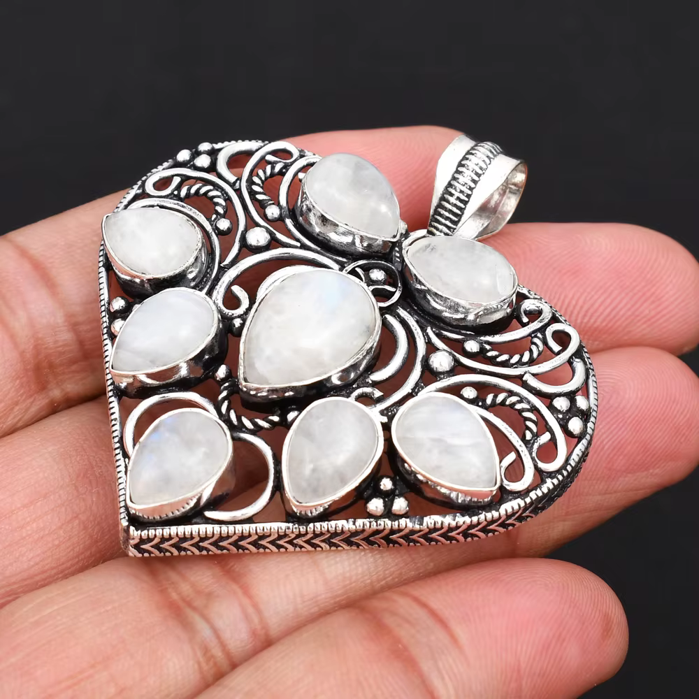 Pendentif en pierre de lune véritable, bijoux cadeau pour femmes