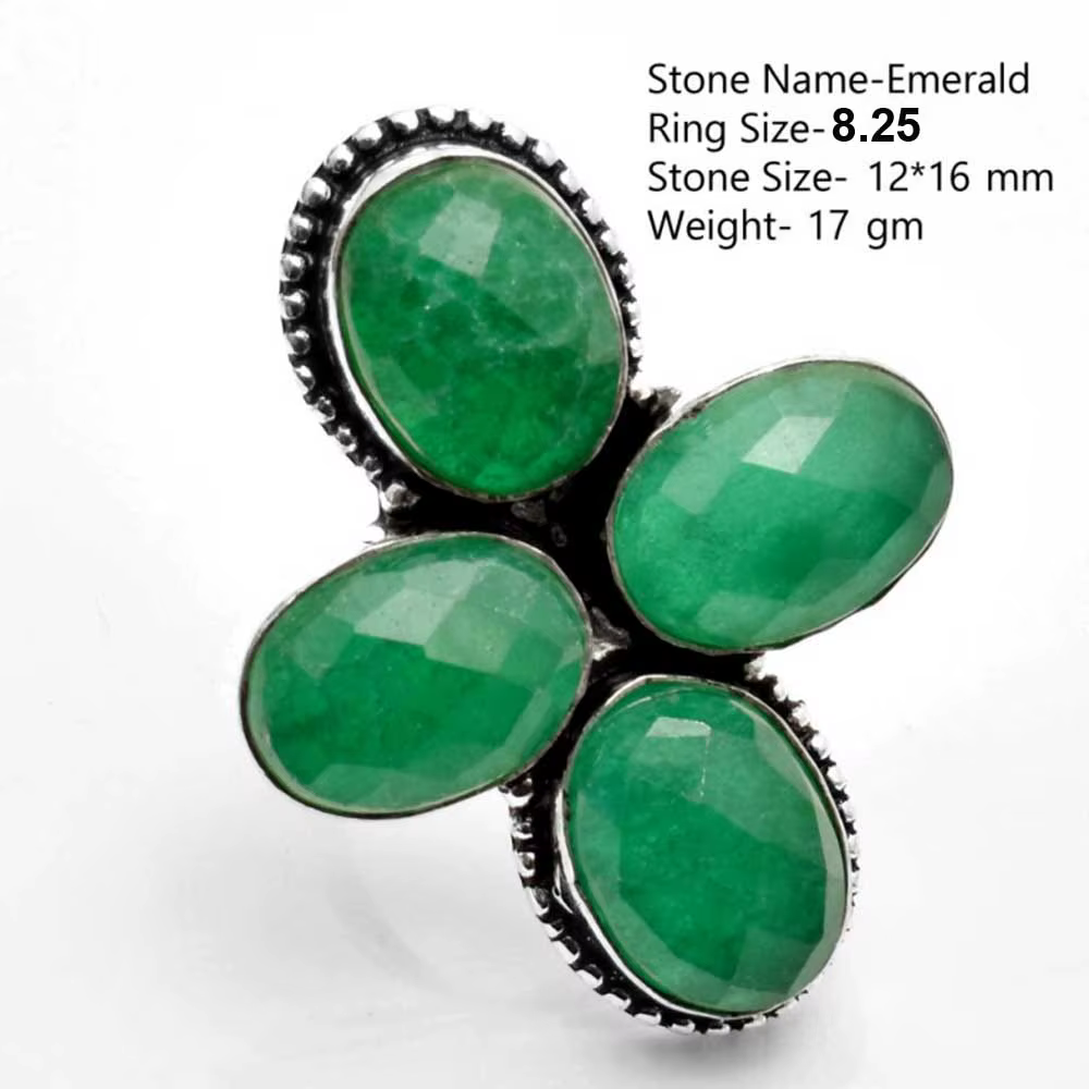 Bague en émeraudes véritables, bijoux pour femmes, cadeau