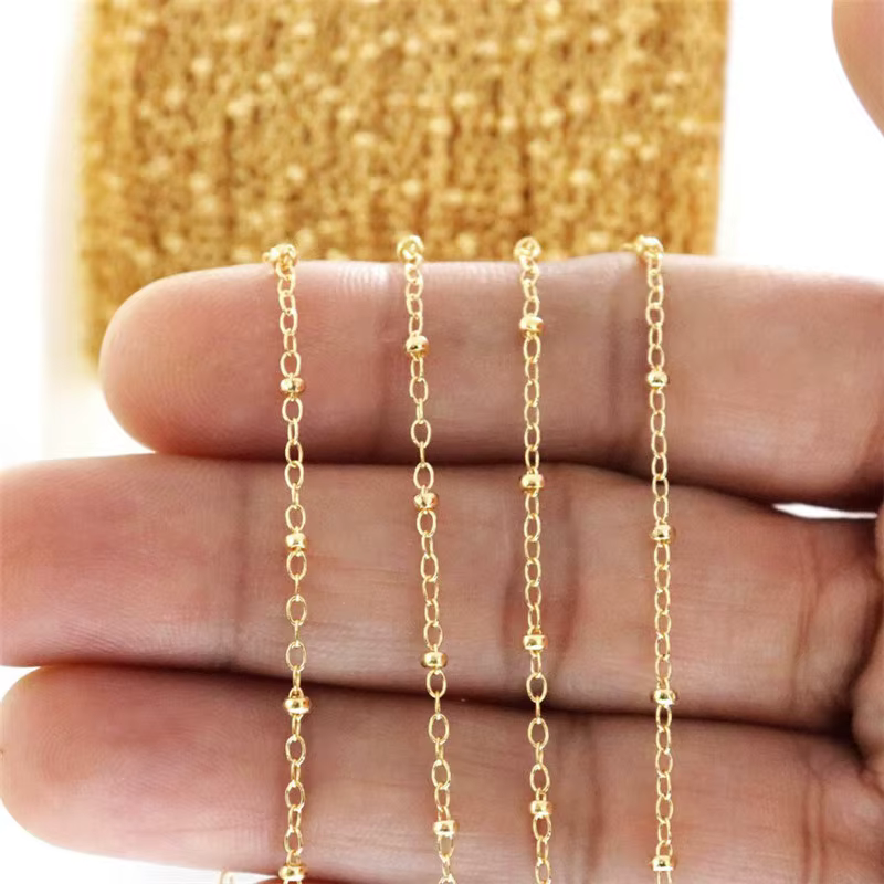 Chaîne satellite en or véritable 14 carats