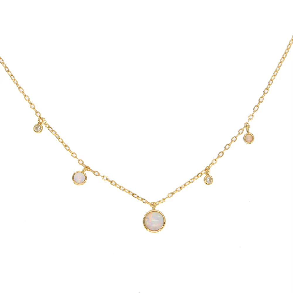 Véritable 925 argent pierres de lune cz station bijoux chaîne femmes élégantes superbe belle opale blanche pendentif collier fashio colliers