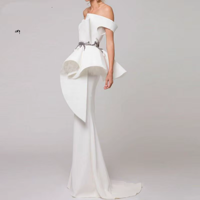 Robe de Soirée Longue en Satin Blanc Personnalisé