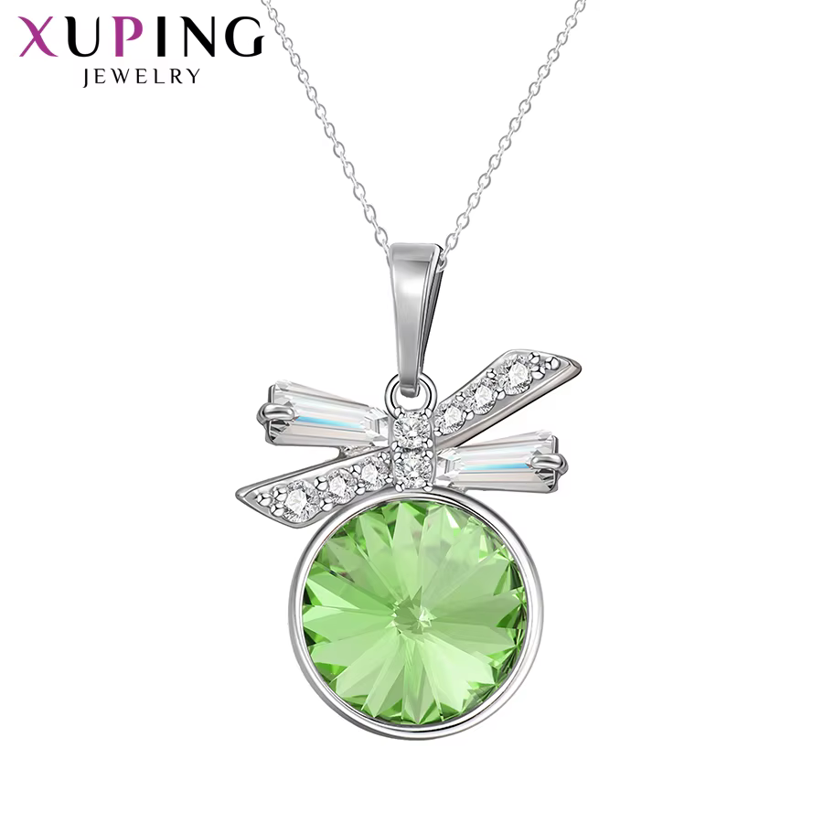 Xuping-Collier pendentif en cristal plaqué rhodium pour femme