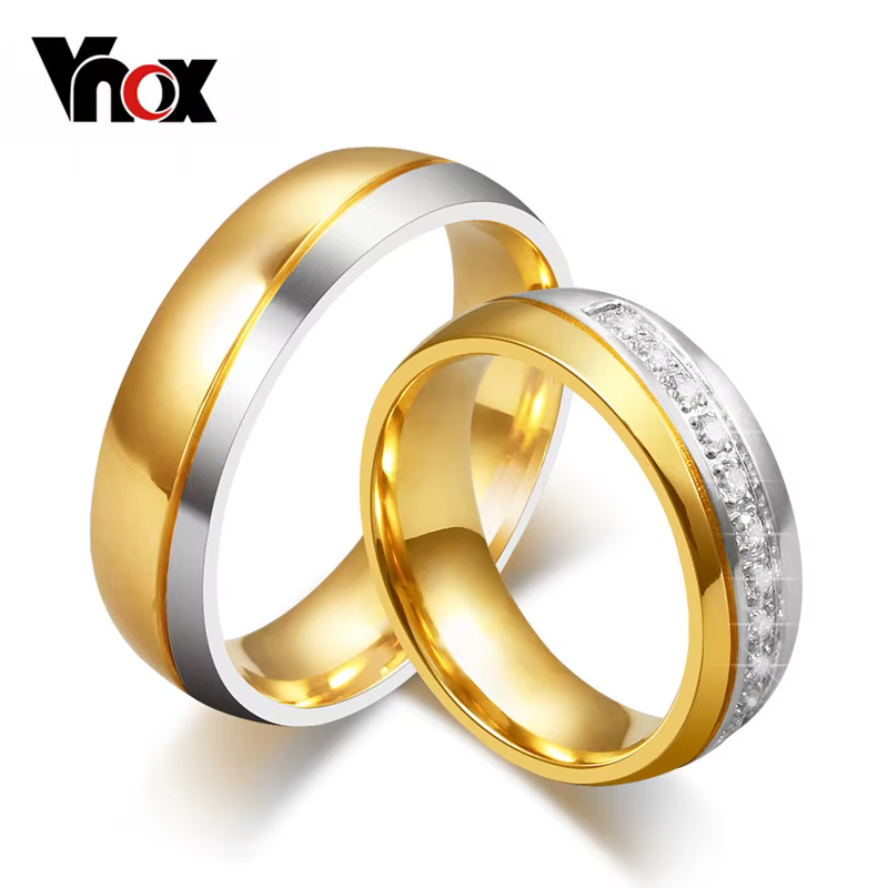 Vnox-Bague de Mariage en Acier Inoxydable pour Homme et Femme