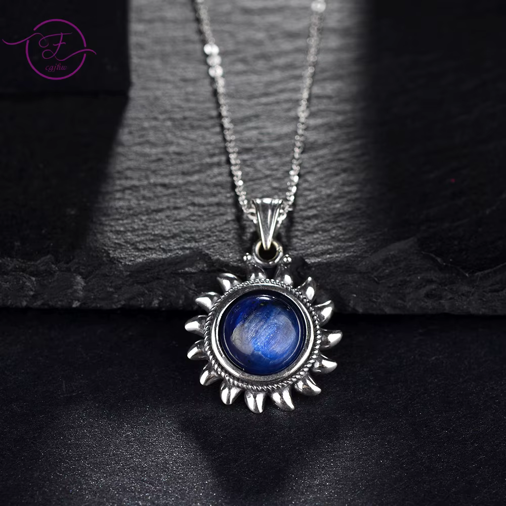 Collier en argent S925 avec Kyanite naturelle pour femmes