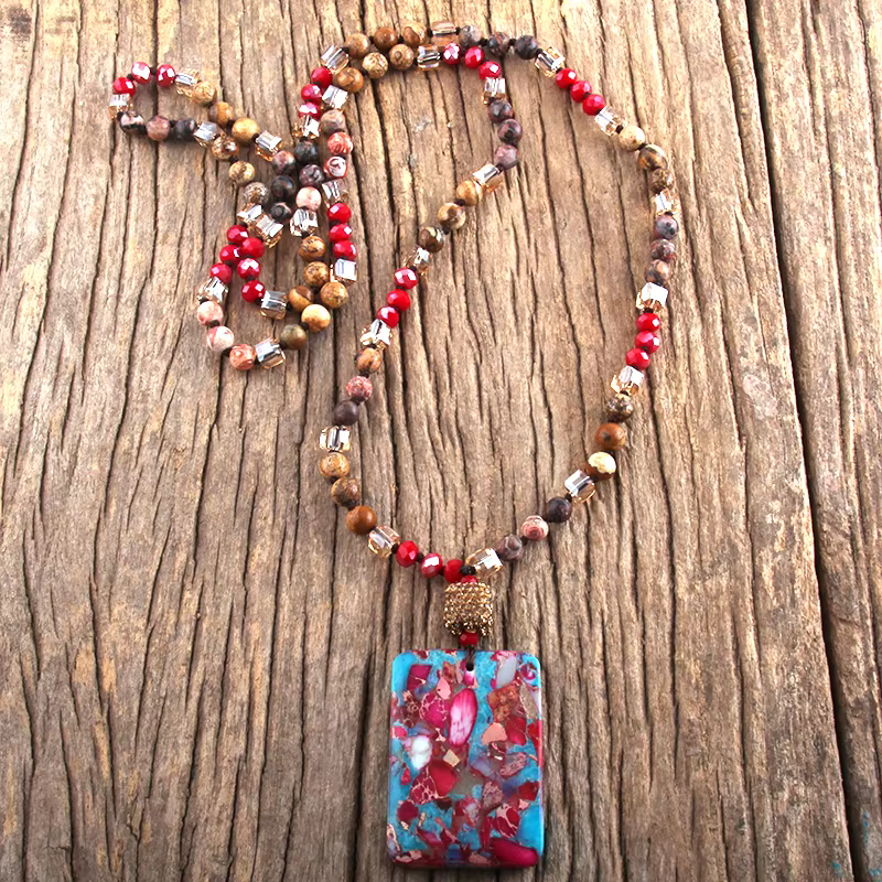 Collier Boho en cristal de charbon naturel de forme aléatoire