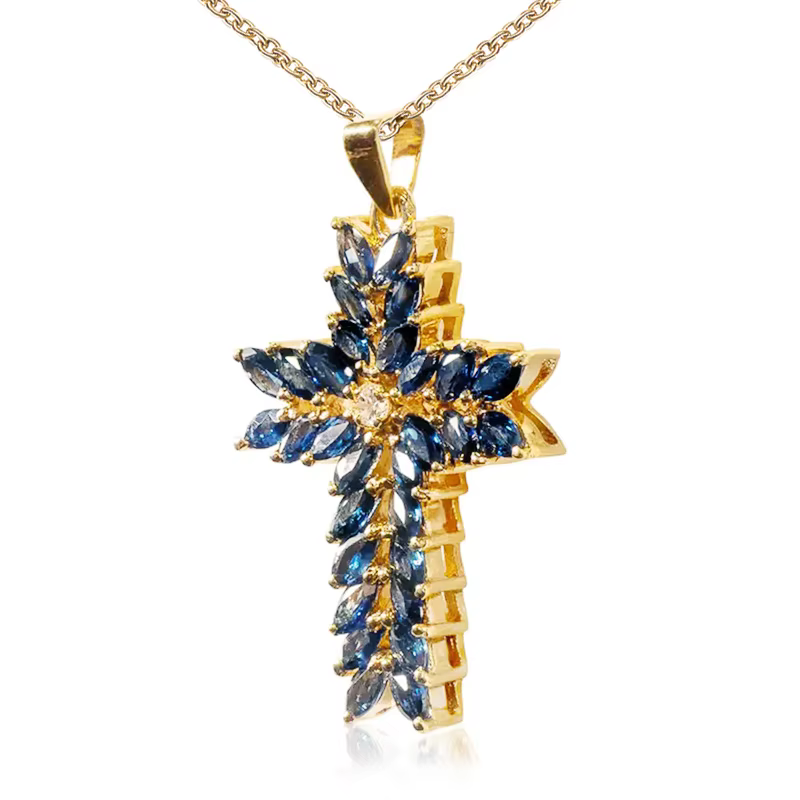 Huretailers-Cubic Zunderes On Cross Pendentif Collier pour Femme