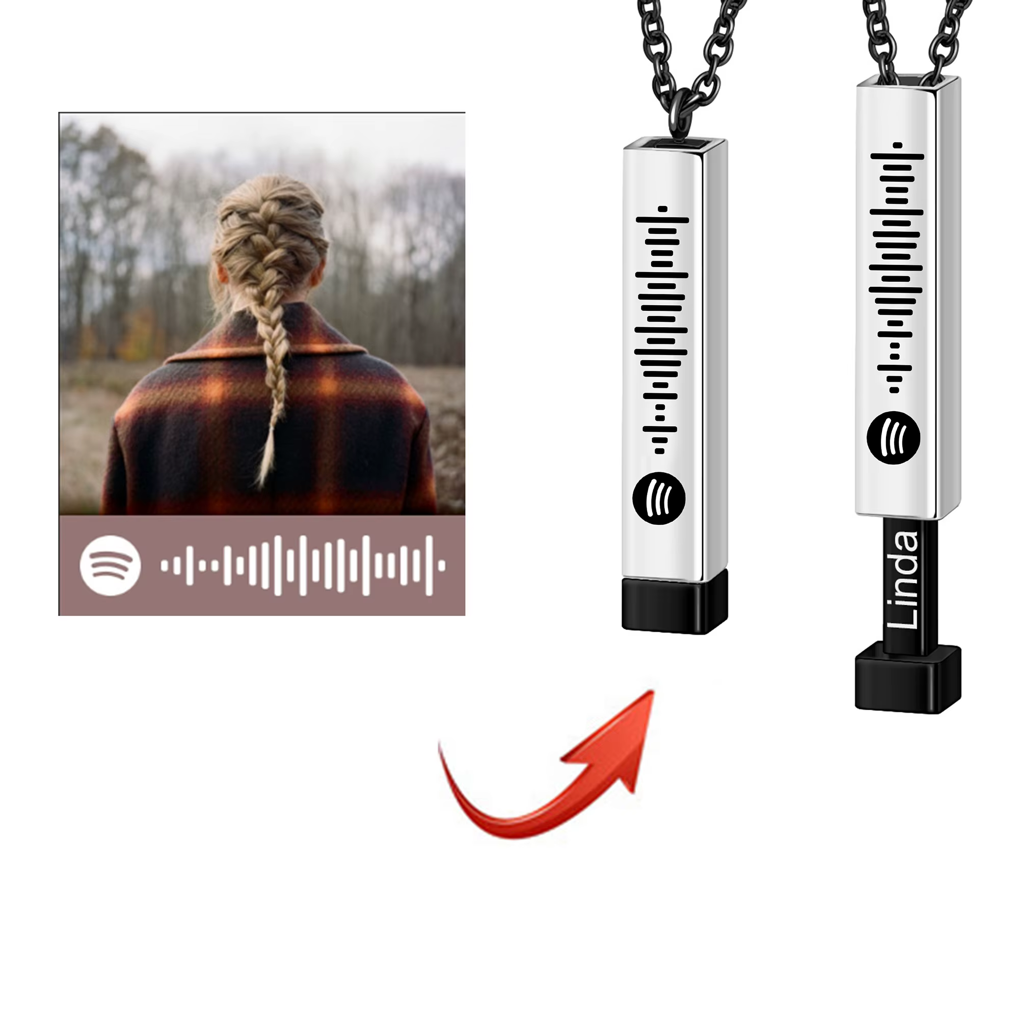Collier de barre de Code Spotify de musique personnalisé