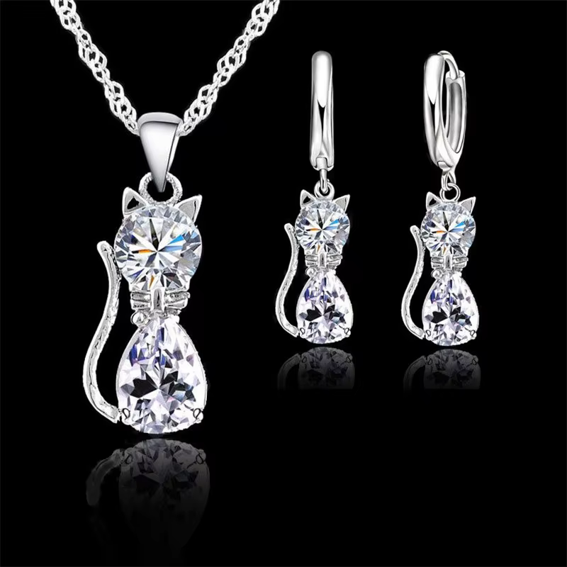 Ensemble de bijoux en argent Sterling 925 véritable pour femmes et filles