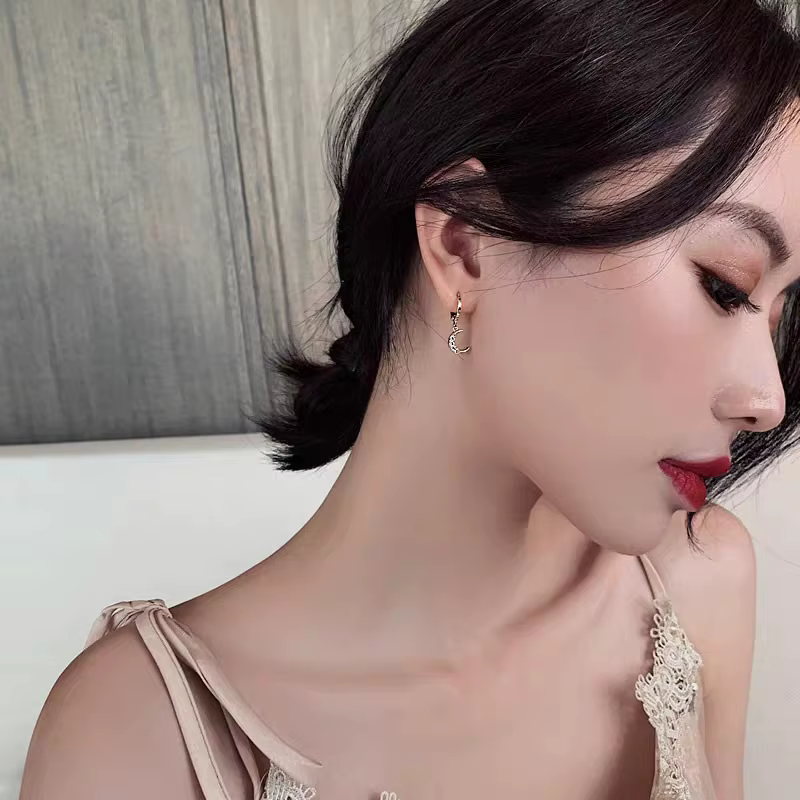 VENTFILLE 925 Sterling CZ étoile lune asymétrique boucles d'oreilles pour femmes filles or argent couleur fête bijoux cadeaux