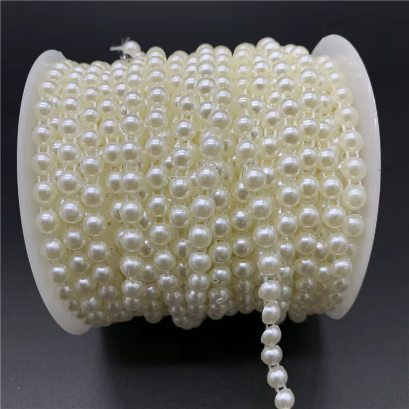 2yards 4mm 6mm 8mm 10mm blanc ivoire demi-rond perles d'imitation chaîne guirlande fleurs