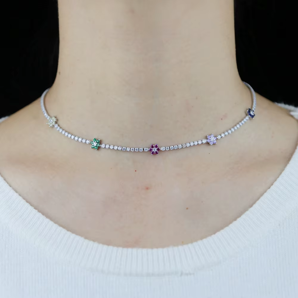 Collier ras du cou en zircone cubique pour femmes
