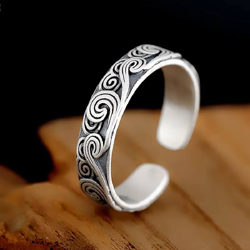 Bague Vintage en Argent Prairie pour Homme et Femme