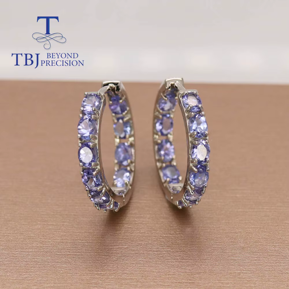 Boucles d'oreilles ovales en tanzanite bleue naturelle de Tanzanie 2026