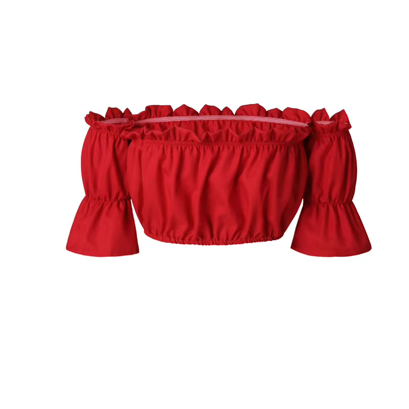 Crop tops femmes 2025 été lanterne manches sexy bretelles plage hauts rouge noir blanc froncé haut court croptop