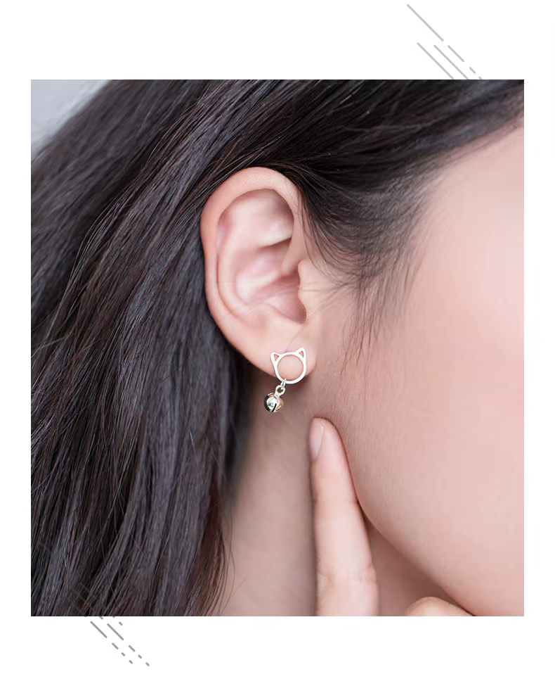 REETI 925 boucles d'oreilles chat cloche en argent Sterling pour femmes filles cadeau mode chaude
