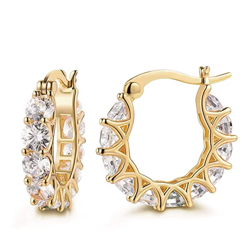 Huitan – boucles d'oreilles créoles en cristal CZ pour femmes