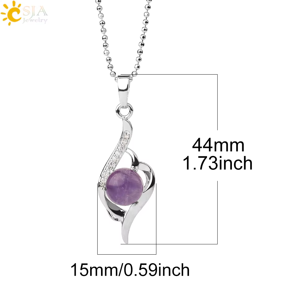CSJA pendentif pierre naturelle coeur