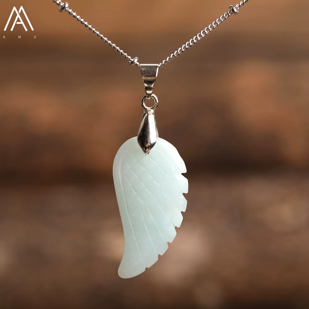 Collier Aile d'Ange Pendentif en Pierre Naturelle Cristal de Quartz Rose Chaîne en Argent Bijoux de Mode pour Femmes Cadeau Quotidien pour Fête Accessoire