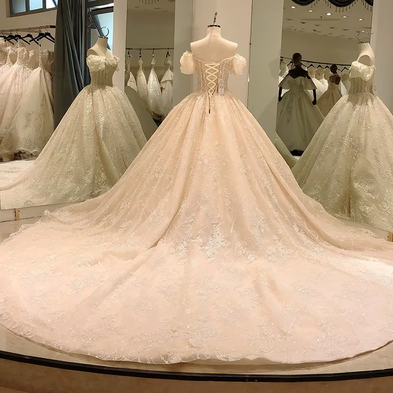 8036 robe de mariée personnalisée élégante dentelle célébrité noiva vintage apliques