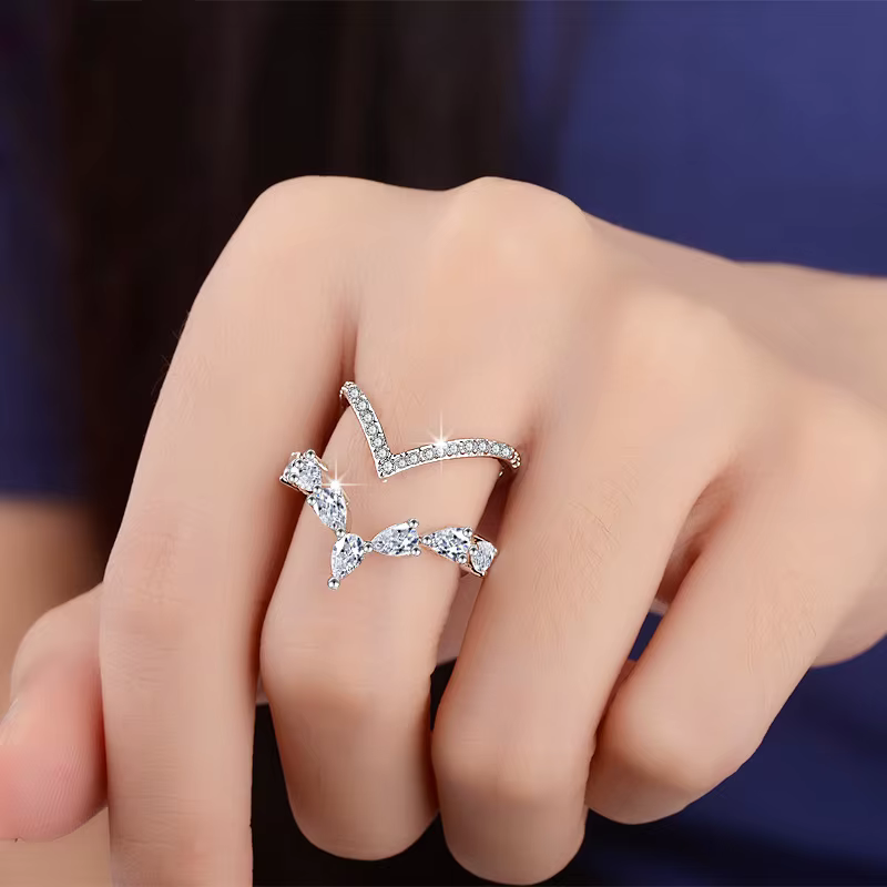 Circnne-Bague en argent regardé 925 pour femme