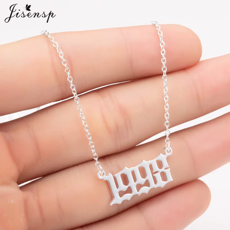 Jisensp femmes personnaliser collier spécial Date année numéro colliers pendentifs 1994 1999 de 1980 à 2024 bijoux à la mode cadeau