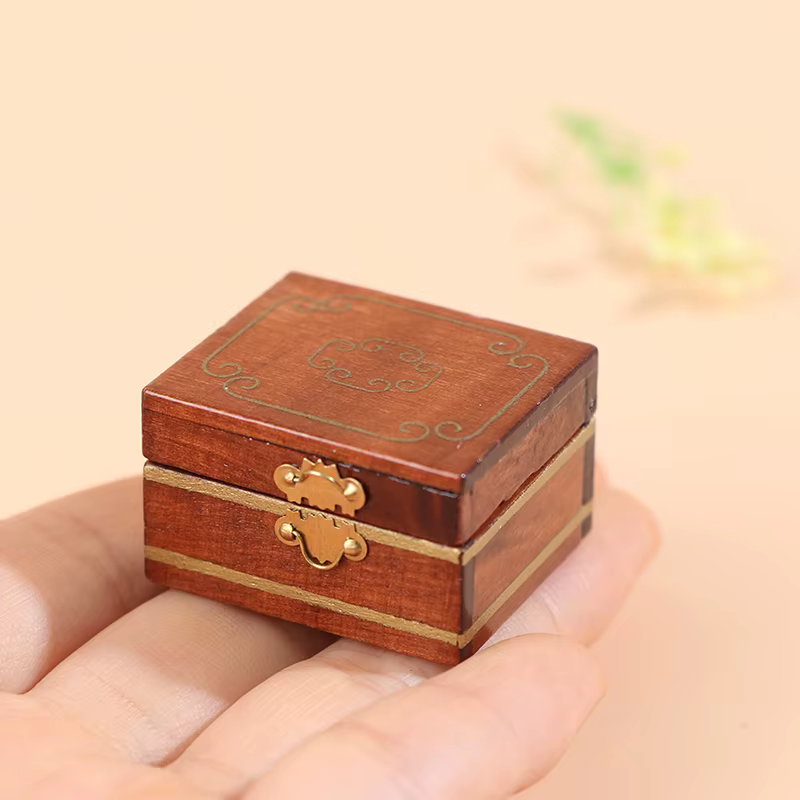 1PC 1:12 maison de poupée Mini boîte à bijoux modèle Miniatures enfants bricolage
